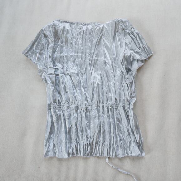 Y2k vintage crinkle top tie front beaded fairy-core M - Picture 6 of 10